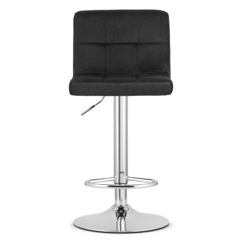 Mercaton Prot black velvet bar stool with silver base