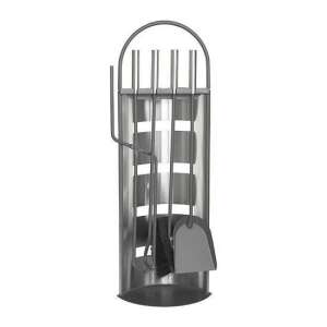 4-piece fireplace tool set with stand, stainless steel, 66 cm - Fireplace & Stove