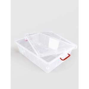 Clear plastic storage box with wheels and lid, 38 liters - Sterk