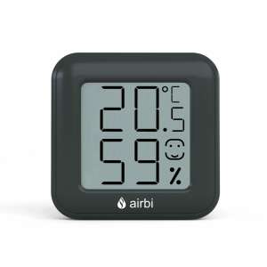 Airbi SMILE BI1041 digital room thermometer and hygrometer with LCD display, black - Weather Station