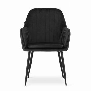 Mercaton Lugo black velvet chair front view - Kitchen Furniture