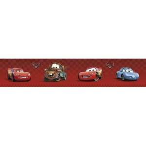 Disney Cars fal szegély, 5 méter hosszú, Villám McQueen, Mater és más Cars karakterekkel - Gyerek falmatrica