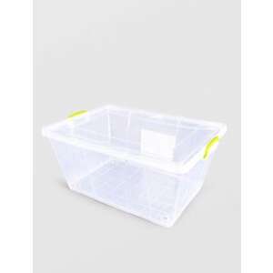 Átlátszó műanyag tárolódoboz kerekekkel és fedéllel, 58 liter, 67x47x30 cm - Sterk