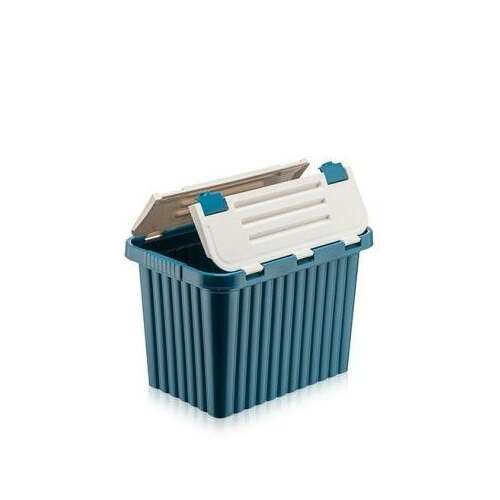 16 Liter Storage Box with Lid, Blue Plastic Container, Home Organization