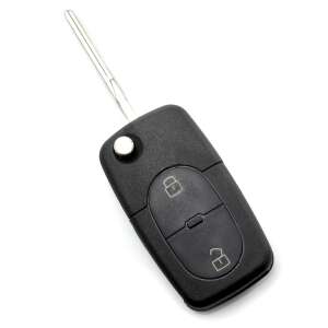 Audi car key with two buttons, black key fob with metal blade - Carguard