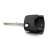 Audi car key with two buttons, black key fob with metal blade, side view