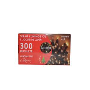 Ghirlanda luminoasă de Crăciun cu 8 moduri de iluminare, 300 LED-uri albe, 15m lungime, numai pentru uz interior - Nonbrand Ghirlande luminoase