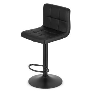 Mercaton Prot black eco-leather swivel bar stool, angled view - Kitchen Furniture