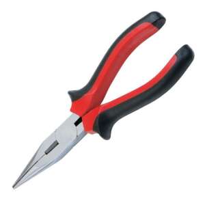 BEOROL long nose pliers with red and black rubber handles, 170mm - Pliers