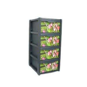 Plastic storage cabinet with 4 drawers, tulip design - Storage Box & Basket