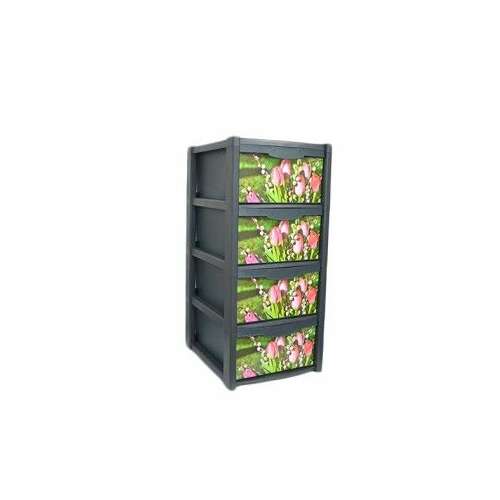 Plastic storage cabinet with 4 drawers, tulip design