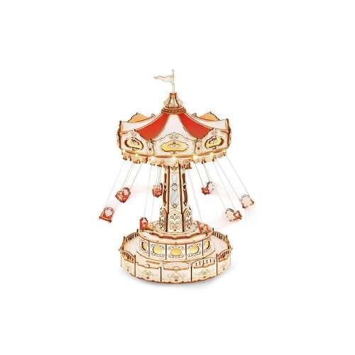ROKR Merry Carousel 3D Wooden Puzzle, 289 pieces, assembled model