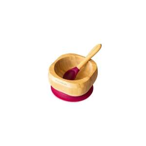 Bambussschüssel und Löffel-Set, rot, umweltfreundlich, Bambussschüssel und Löffel-Set, rot, umweltfreundlich - Füttern