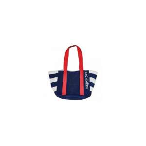 Archimede striped beach bag, blue and white, red handles - Dressing Accessory