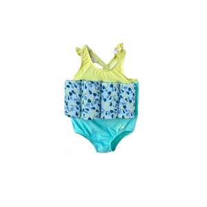 Arkhimédész KERTI SZAFARI girl's float swimsuit with blue and yellow floral print - Kids' Swimwear