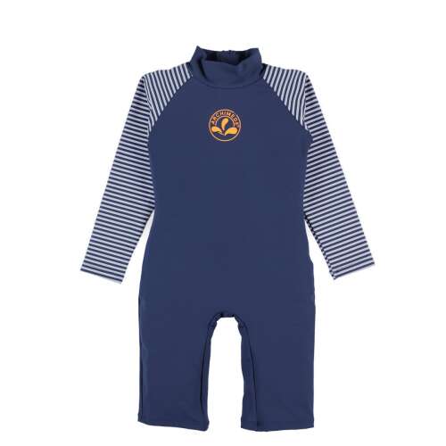 Бански костюм Archimede Starfish Combi UV за бебета, син с бели ивици, дълги ръкави, SPF50+
