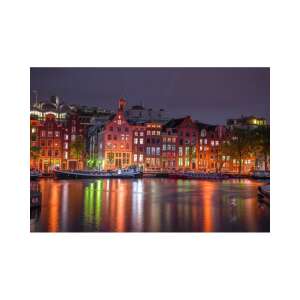 Puzzle Din Lemn AMSTERDAM BY NIGHT XL, Wooden City, 600 piese
