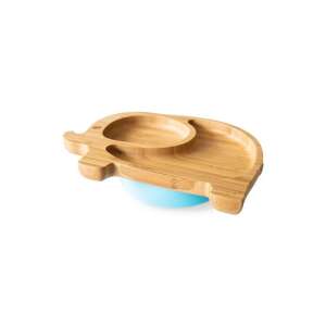 Blue silicone suction base bamboo elephant baby plate, eco friendly, for toddlers, by Öko Gazemberek - Kids' Plate