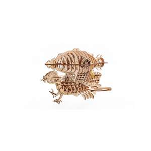 Skylord 3D drewniana układanka, złożony model pirackiego statku powietrznego z głową smoka, skrzydłami i śmigłem - Puzzle 3D