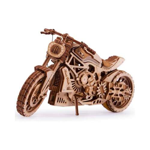 WoodTrick 3D Motorkerékpár Puzzle, összeszerelt modell, oldalnézet - 3D puzzle