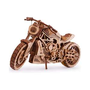 Drewniana 3D Puzzle Motocykl, złożony model, widok z boku - Puzzle 3D