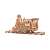 Wooden 3D puzzle model of a steam locomotive with a passenger car, R17 model, 405 pieces, on a track