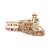 Assembled wooden 3D puzzle model of a steam locomotive with a passenger car, R17 model