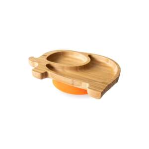 Eco Bambino Elephant Bamboo Plate with Orange Silicone Base, for babies and toddlers - Kids' Plate