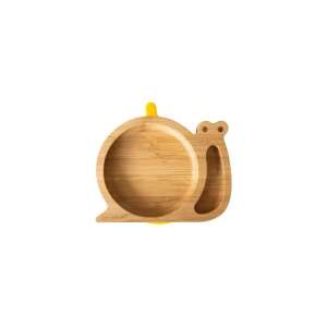 Gelber Schneckenförmiger Bambusteller für Kinder, eco gazemberek - Füttern