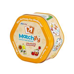 Matchify MadeOf card game, a fun and educational game for kids, in a yellow tin box - Card Game