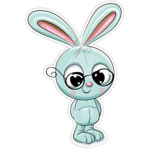 Marko Falidekor Schaumstoff-Hasen-Wandaufkleber SRP-029, süßer Cartoon-Hase mit Brille, Kinderzimmerdekoration - Wandsticker für Kinder