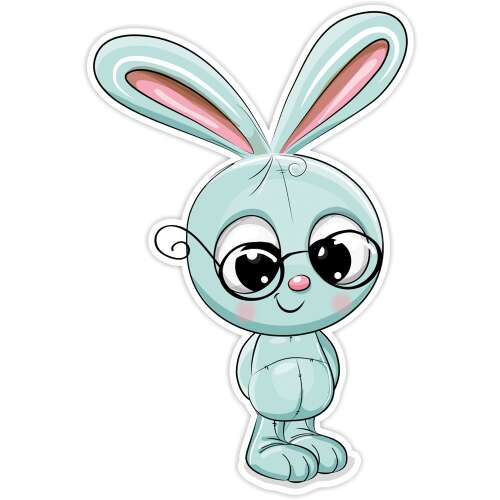 Naklejka ścienna Marko Falidekor z gąbki w kształcie królika SRP-029, uroczy królik z kreskówki w okularach, dekoracja pokoju dziecięcego