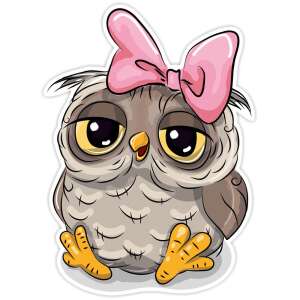 Cuki rajzfilm bagoly rózsaszín masnival falmatrica, Marko Falidekor habszivacs bagoly SRP-033 - Marko