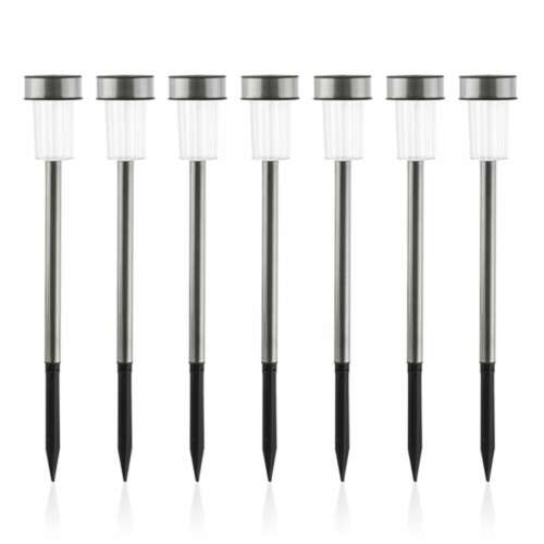 Set de 7 lampi LED solare Garden Oh My Home pentru alei, oțel inoxidabil și plastic, lumină albă