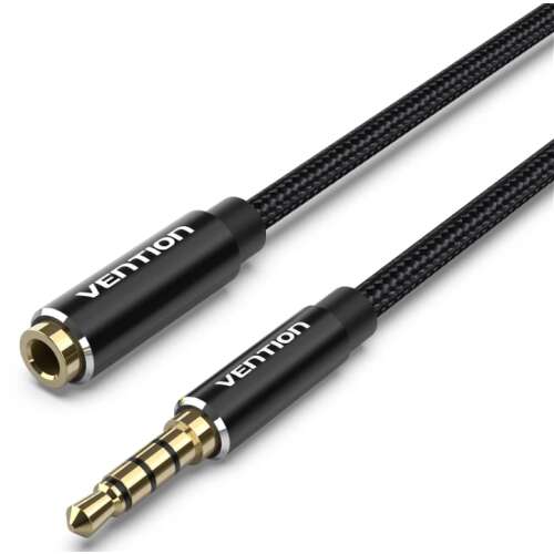 Vention 3.5mm Jack Nőstény - Hím Audio Hosszabbító Kábel, 8 méter, Fekete - Vention