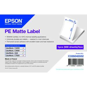 Epson PE Matt címke, 203mm x 305mm, 500 lap/doboz, fehér, matt, tintasugaras, vegyszerálló, BS5609 tanúsítvánnyal - Epson