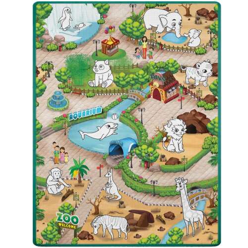 Ricokids Premium abwaschbare Spielmatte mit Markern 120x92cm - Zoo