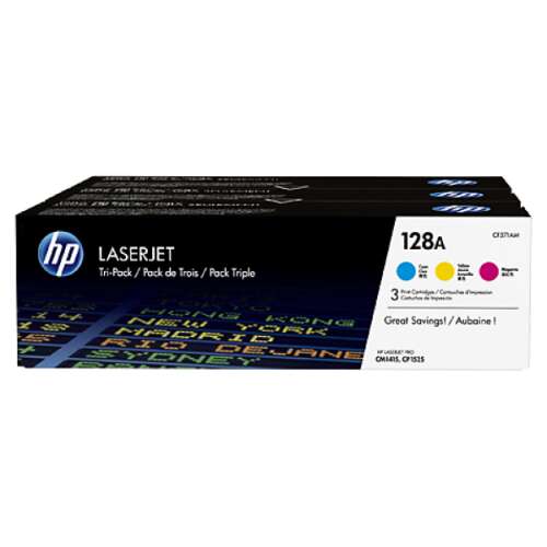 HP LaserJet 128A Tri-Pack Toner Cartridges, Cyan, Magenta, Yellow