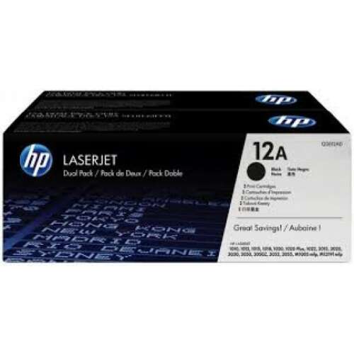 HP LaserJet 12A Black Toner Cartridge Dual Pack, Q2612AD