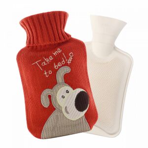 Kutyás Melegítőpárna - Piros - 1000ml, melegvíz palack kötött huzattal - Rehabilitációs segédeszköz