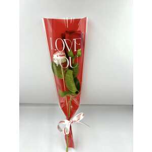 Bársony rózsa Raffaello csokoládéval, I love you ajándék - Ajándék ötlet Valentin-napra