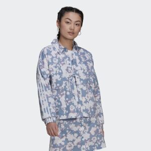 Adidas floral print track top for women, light blue and white floral pattern - Adidas Women's Sweater