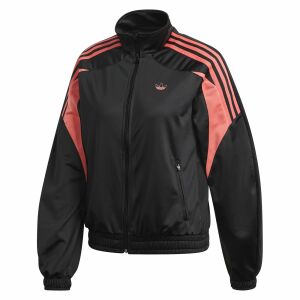 Adidas női fekete és rózsaszín tracktop elölnézet - Női pulóver