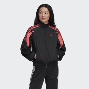Adidas Női Fekete Tracktop Pulóver elölnézet modellen - Női pulóver
