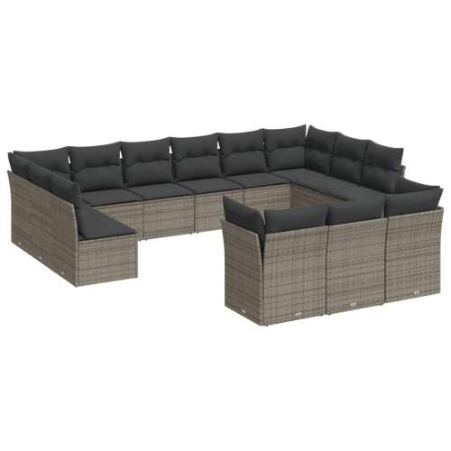 vidaXL 13 részes szürke polyrattan kerti ülőgarnitúra párnákkal - Kert