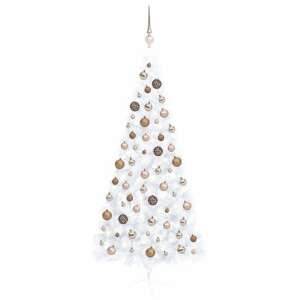 Fehér fél műkarácsonyfa LED-ekkel és gömbszettel 240 cm 92090527 
