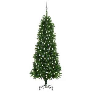 Zöld fél műkarácsonyfa LED-ekkel és gömbszettel 240 cm 92115649 