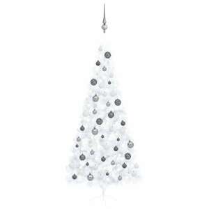 Fehér fél műkarácsonyfa LED-ekkel és gömbszettel 240 cm 92120809 