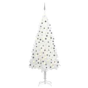 Fehér műkarácsonyfa LED-ekkel és gömbszettel 240 cm 92124459 