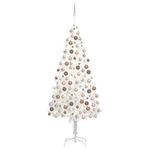 Fehér műkarácsonyfa LED-ekkel és gömbszettel 240 cm 92127902 